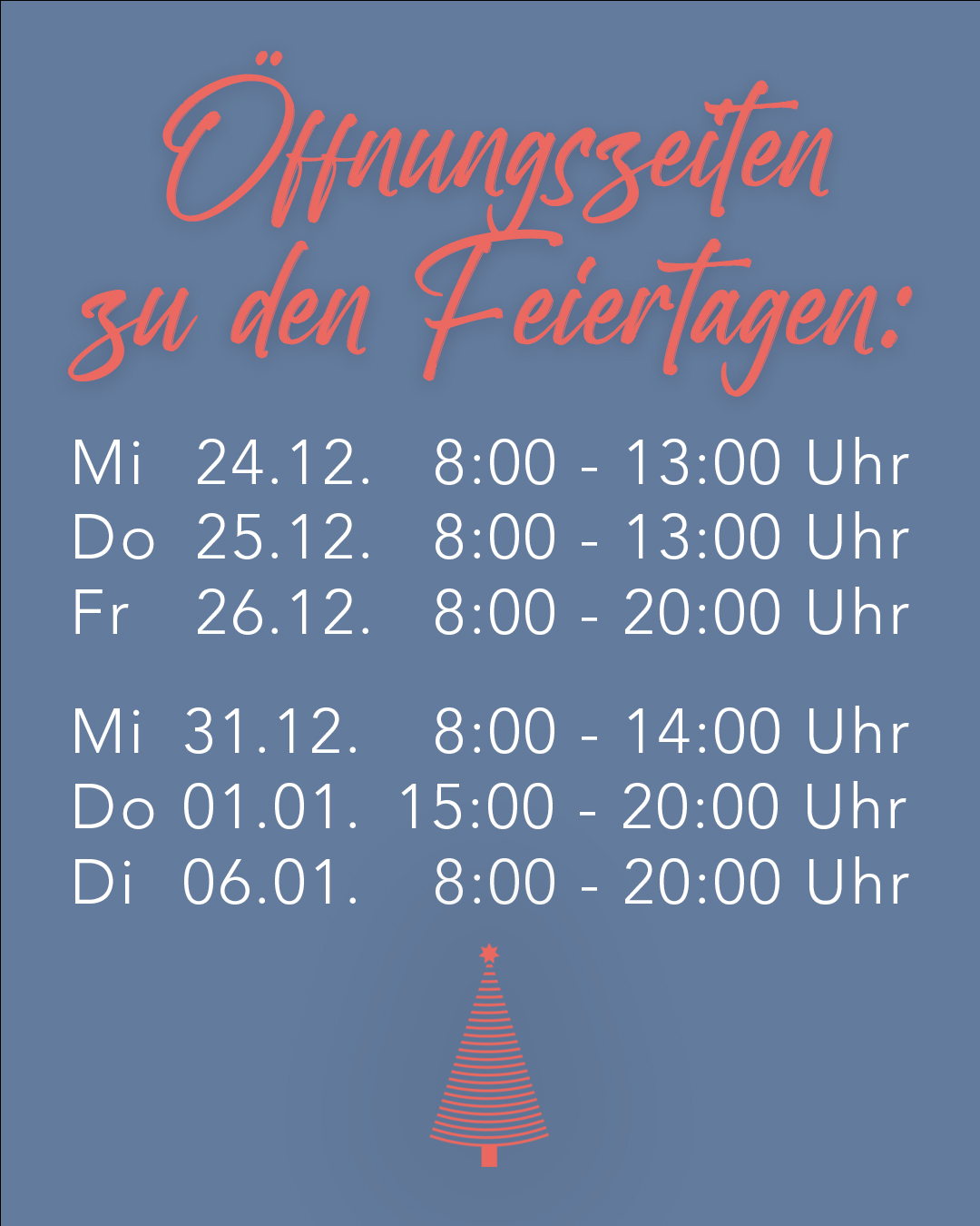 Kursplan Lifeline Feiertage